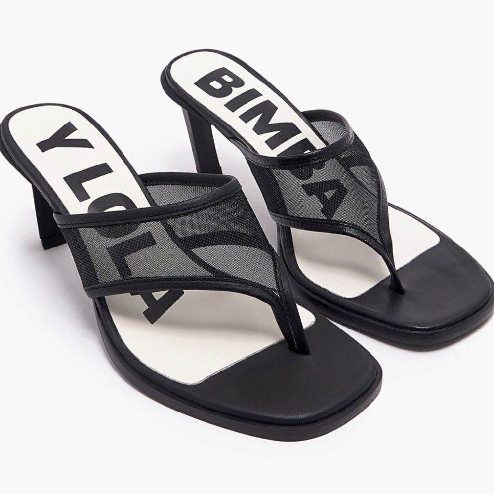 Bimba Y Lola mesh-strap high heel leather sandals